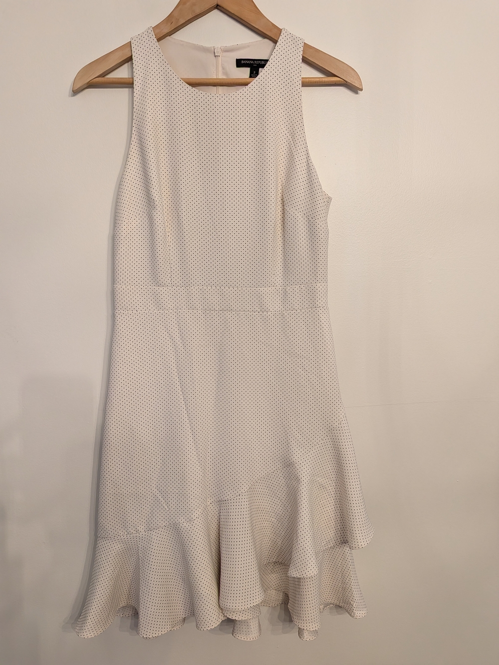 Banana Republic White Sleeveless Ruffle-Hem Dress